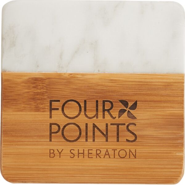 Marble and Bamboo Coaster Set Thumbnail